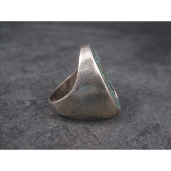 Southwestern Turquoise Chip Inlay Ring Size 9.5 - Picture 5 of 10